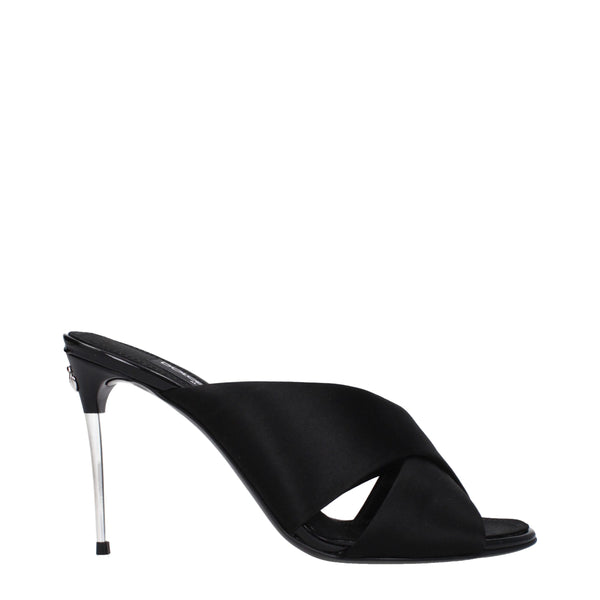 Dolce & Gabbana Satin upper heel sandal in black