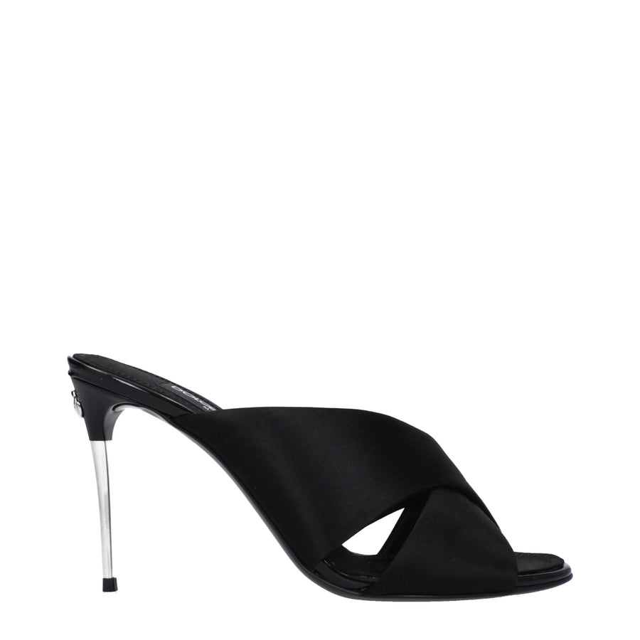Dolce & Gabbana Satin upper heel sandal in black