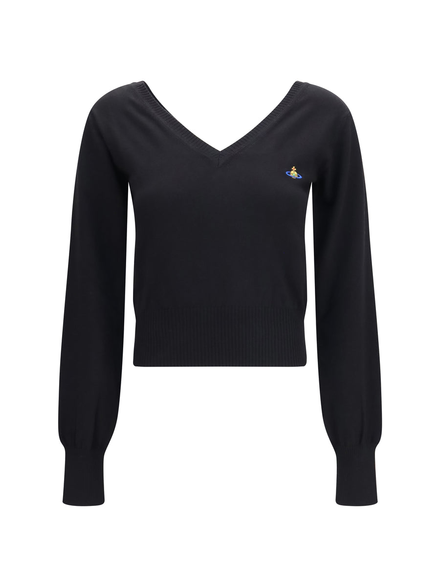 Beatrice V-Neck Sweater Black Cotton; Kashmir/capra Hircus
