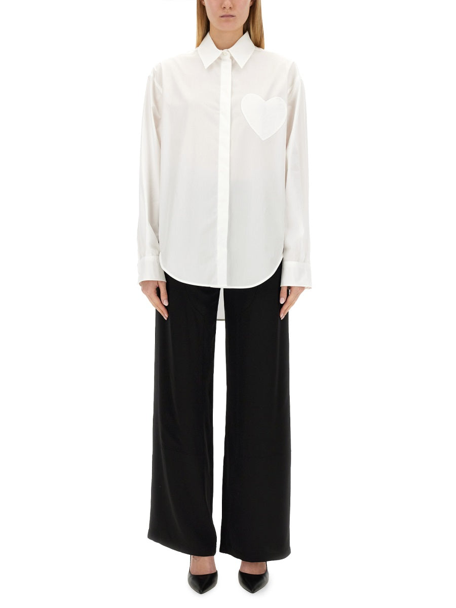 Heart Patch Shirt White Cotton