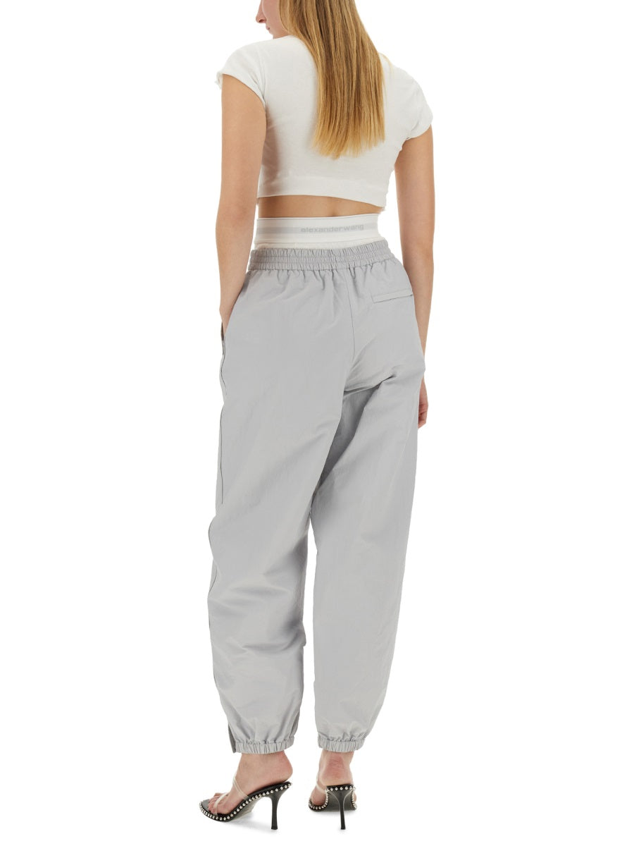 Sports Pants With Integrated Underwear Grey Polyester Track