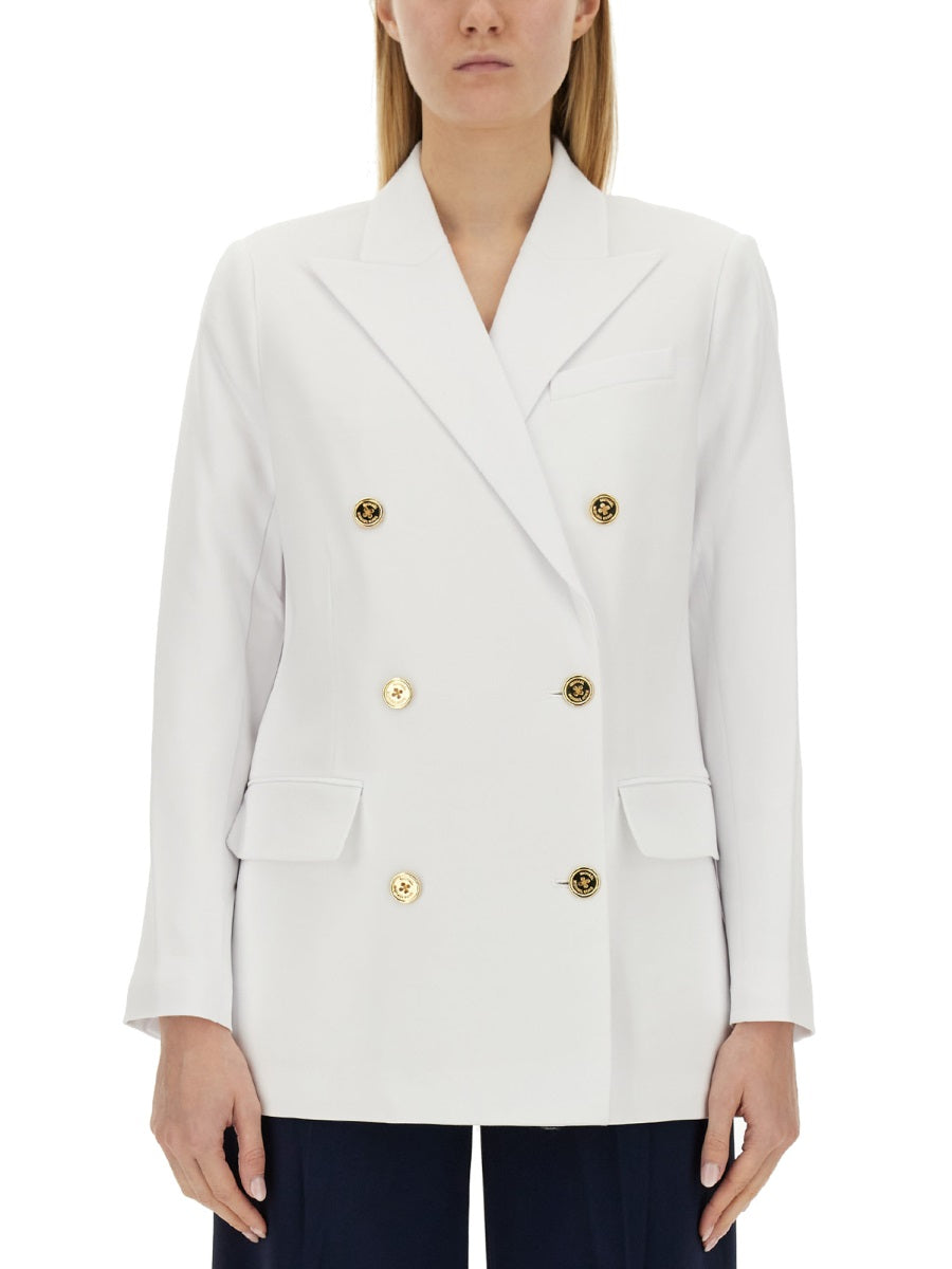 Double-Breasted Jacket White Triacetate