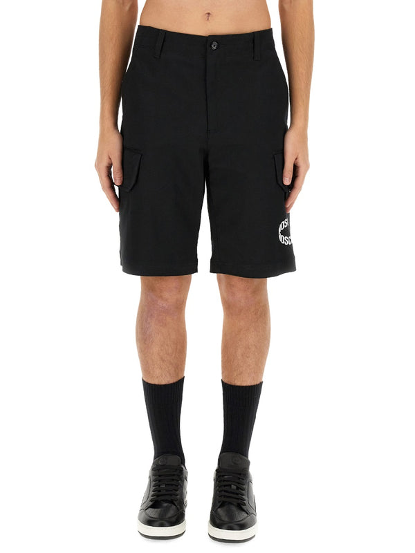 Bermuda With Logo Black Cotton Short