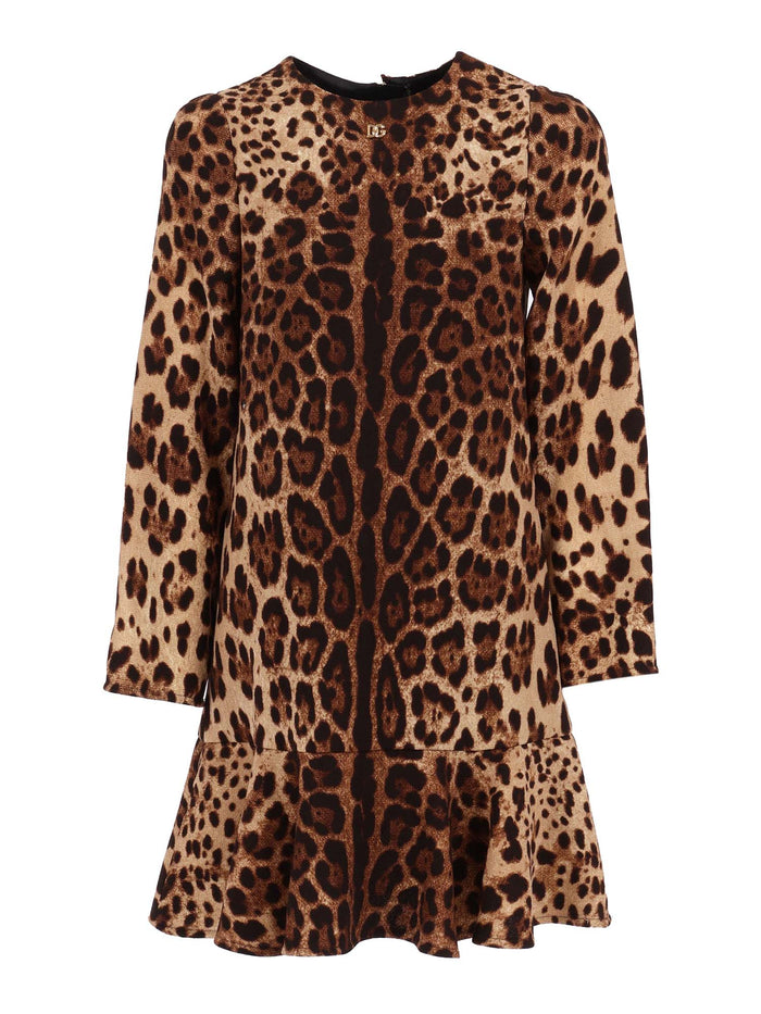 Long Sleeves Dress Brown Wool Lining Viscose