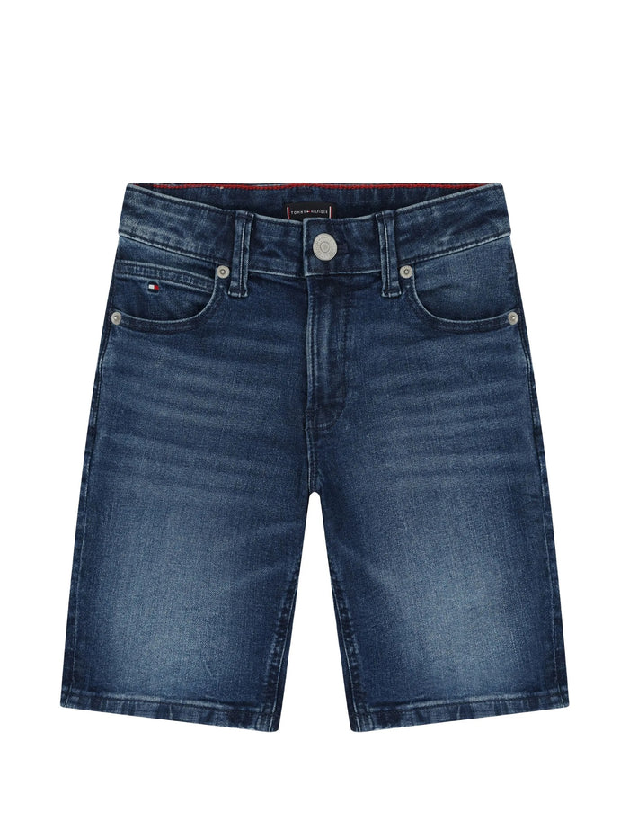 Straight Dark Denim Short Blue