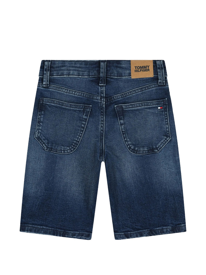 Straight Dark Denim Short Blue