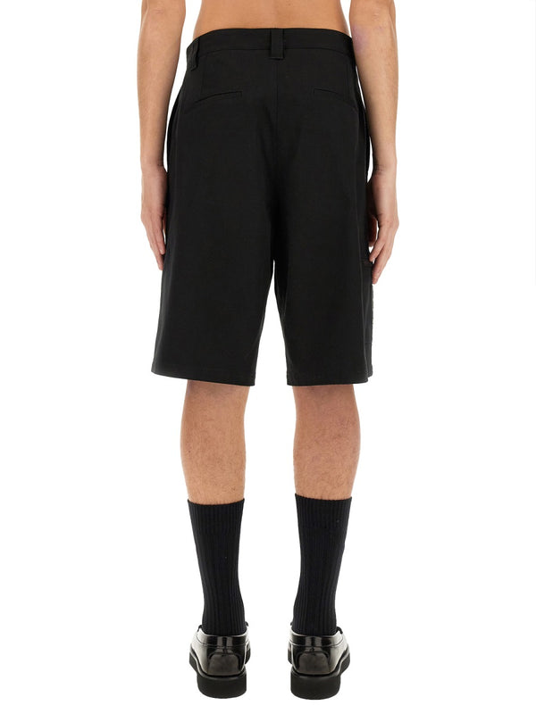 Bermuda Shorts With Logo Black Cotton Elastane