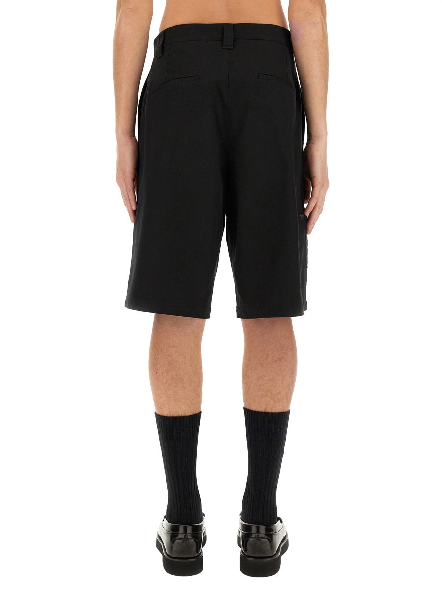 Bermuda Shorts With Logo Black Cotton Elastane
