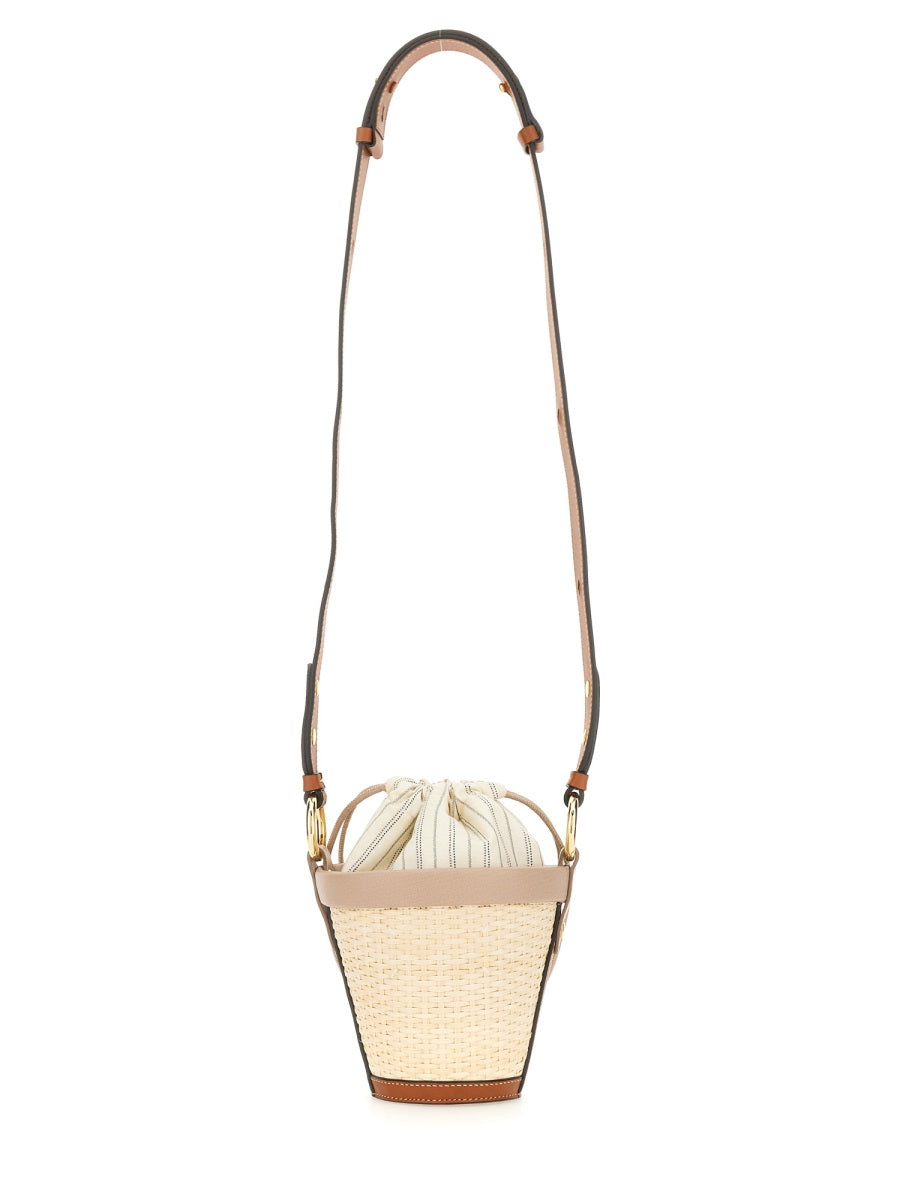 Fire Bucket Bag Powder Raphia Palm Shoulder