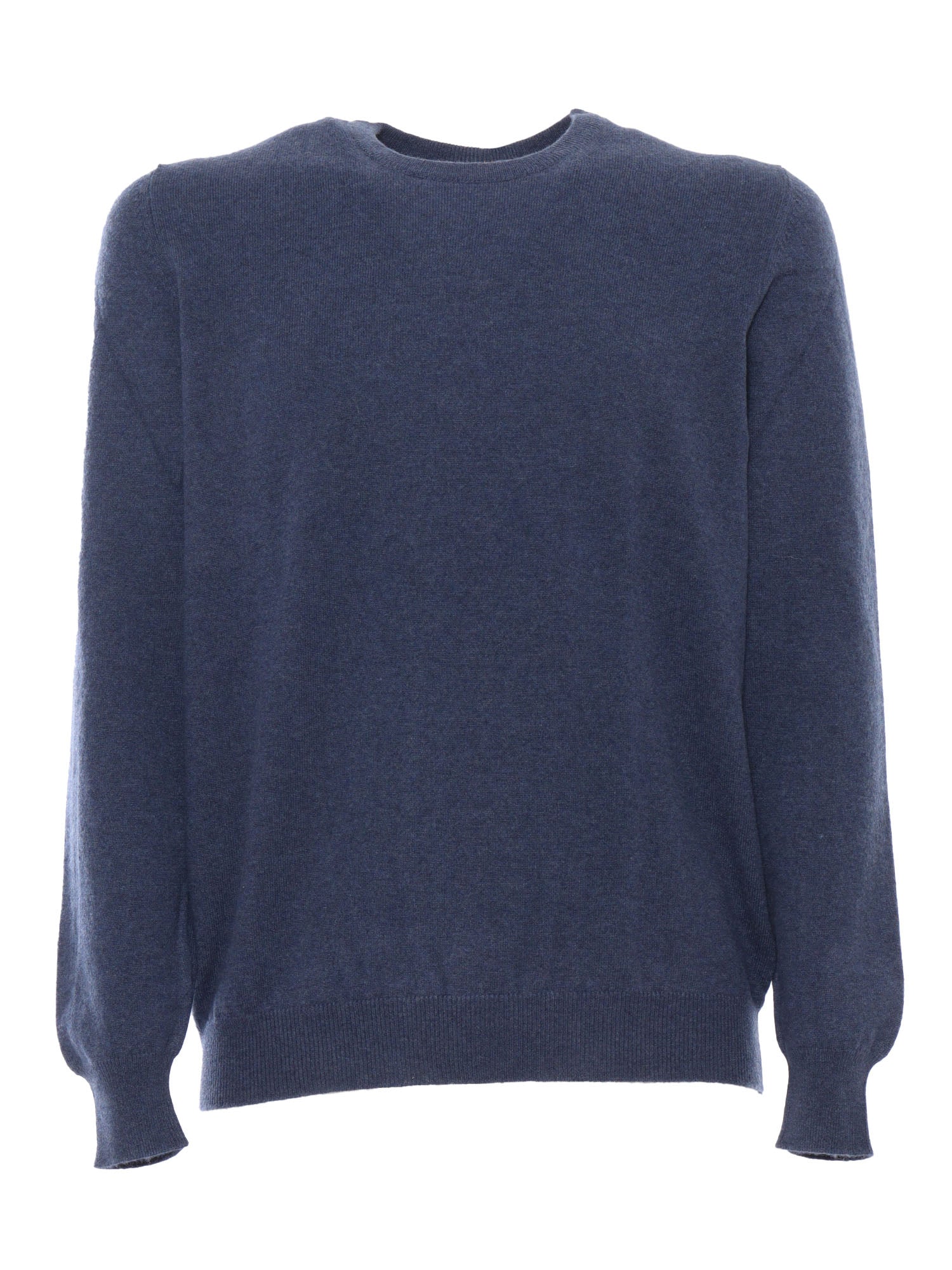 Crew-Neck L-S Knitted Sweater Man Blue Cashmere Crewneck