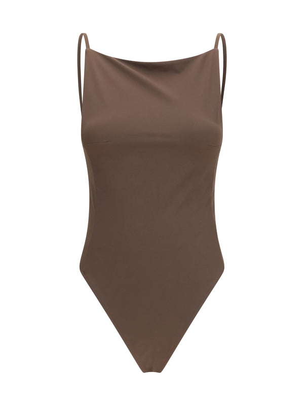 Jacquemus 78% Polyamide one-piece swimsuit in brown