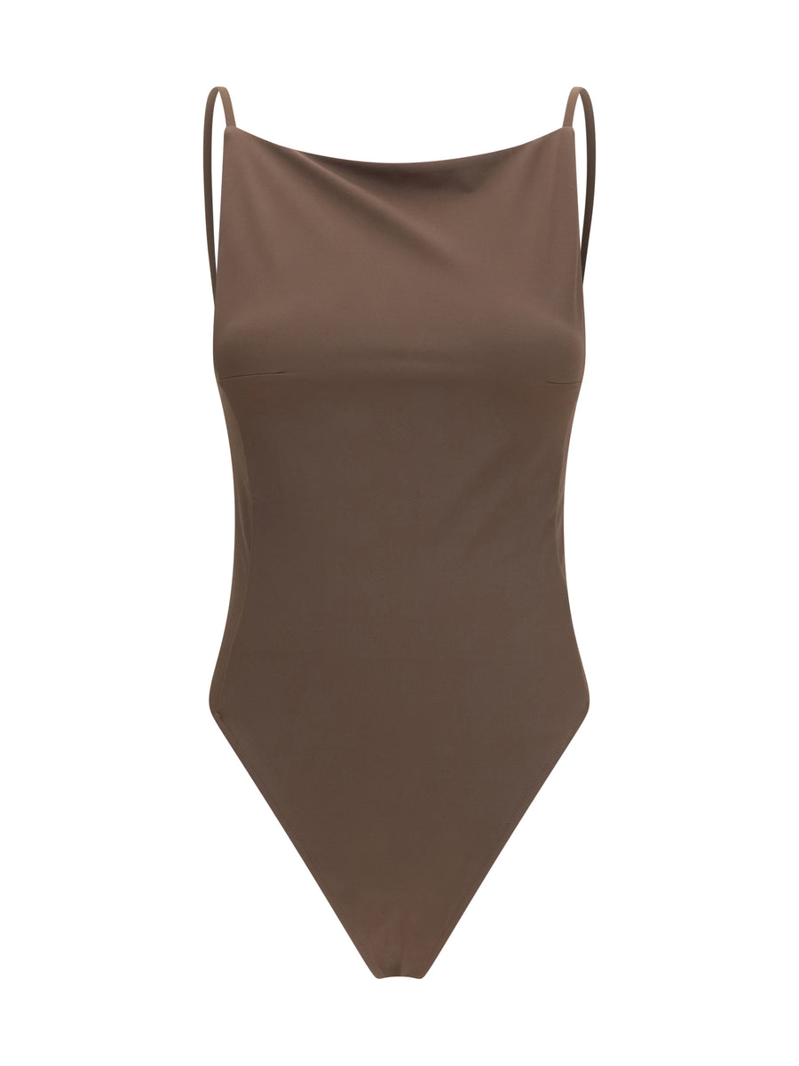 Jacquemus 78% Polyamide one-piece swimsuit in brown