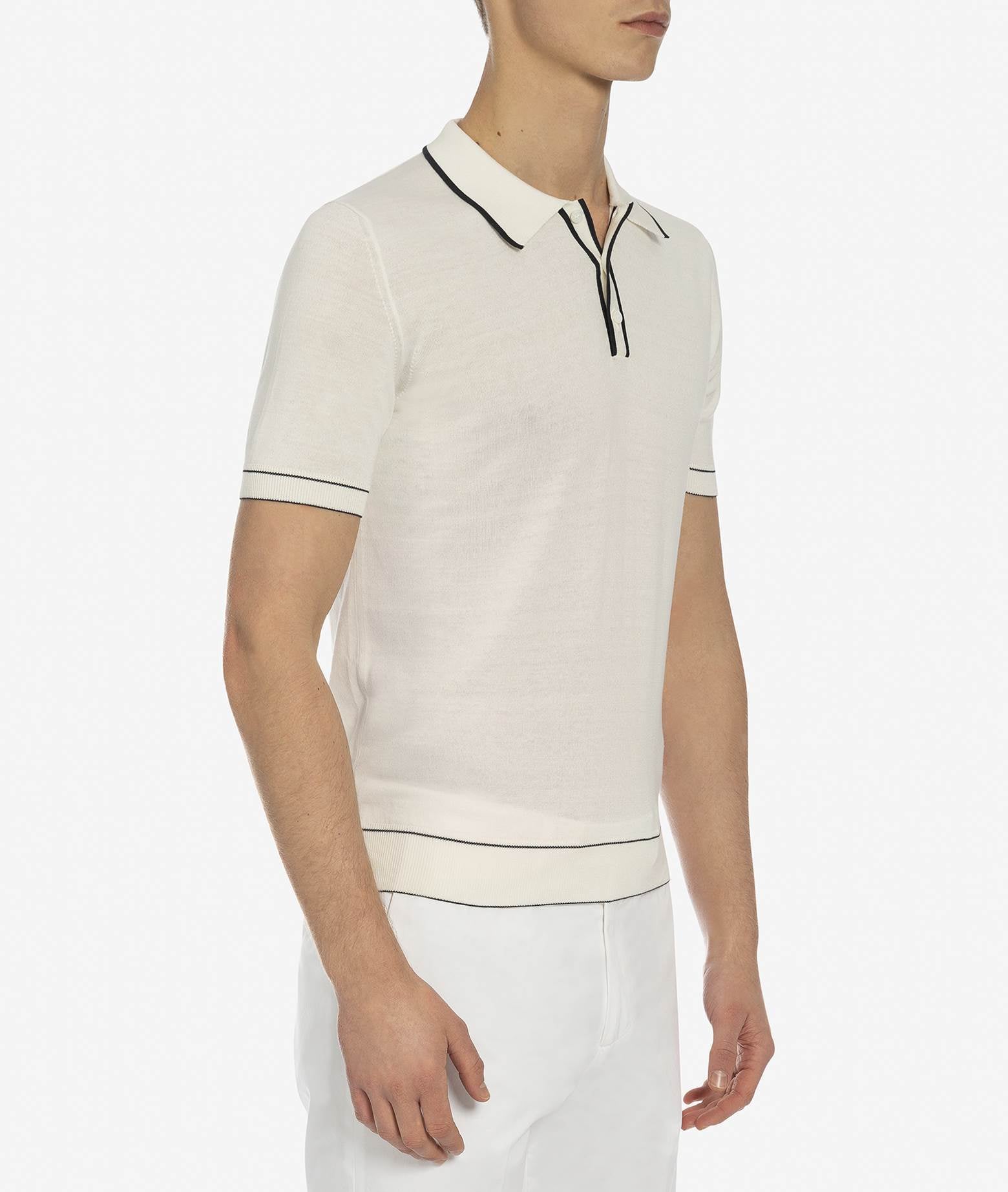 Cotton And Silk Polo Mongibello Midnightblue Basic Light Kintwear