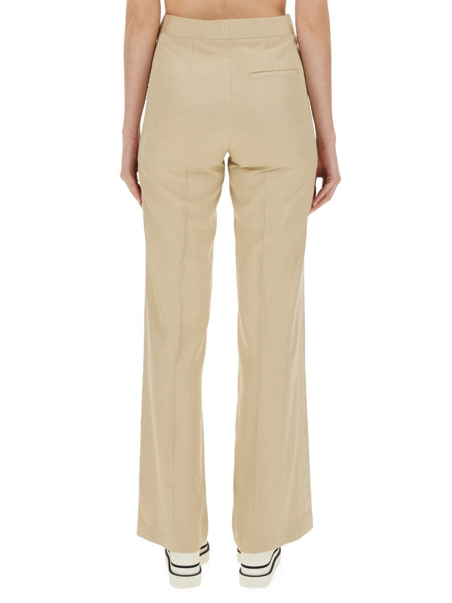 Flare Fit Pants Beige Viscose Trousers