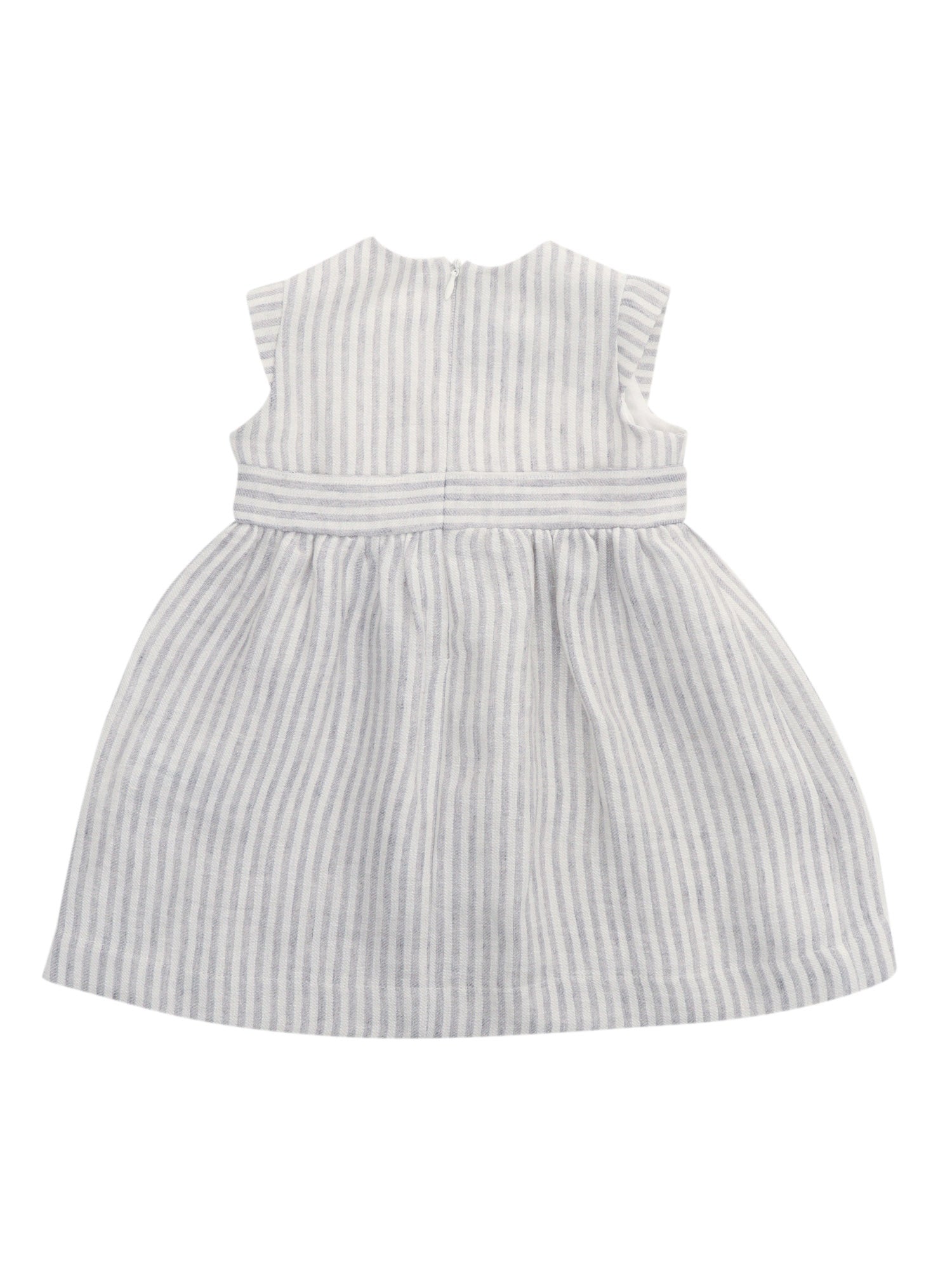 SHORT SLEEVED DRESS Grey Linen Fabric 2 Cotton