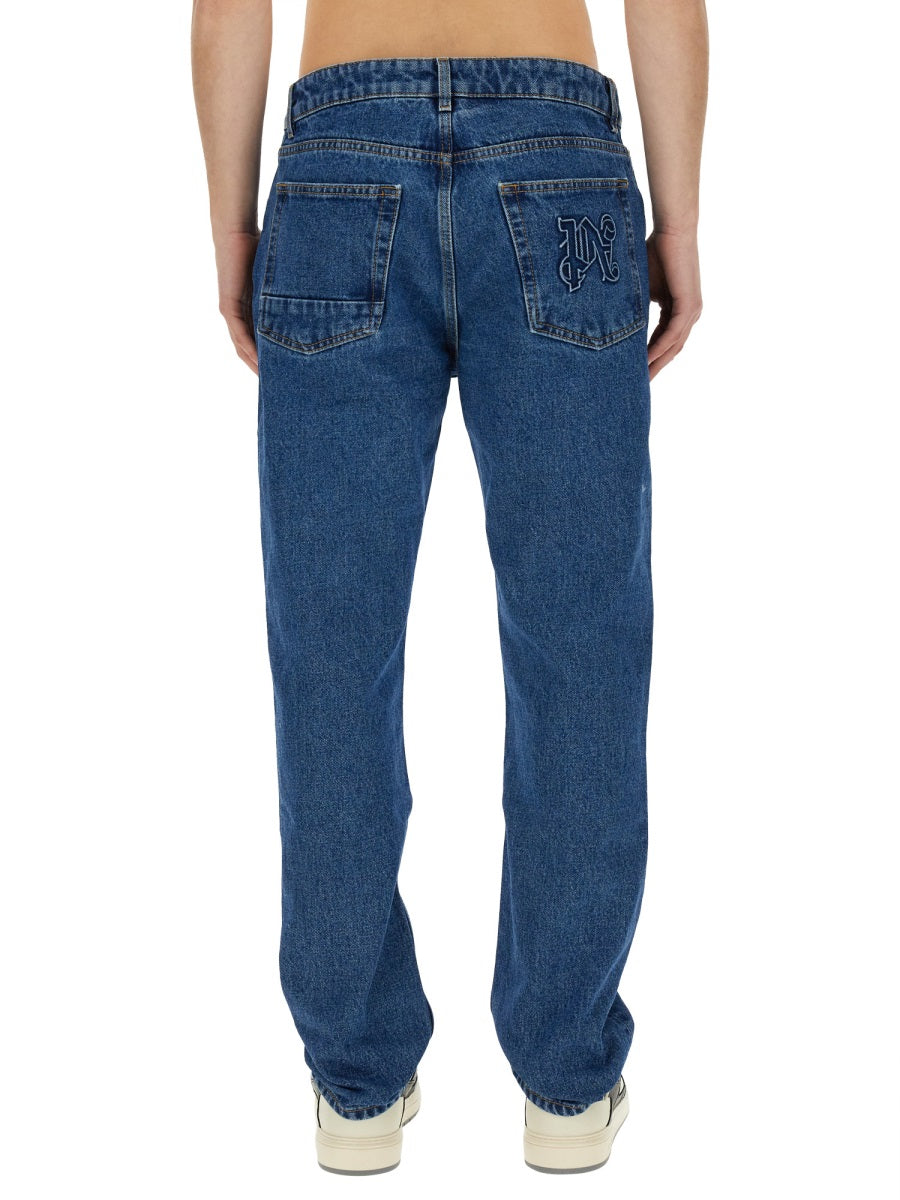 Straight Leg Jeans Baby Blue Cotton