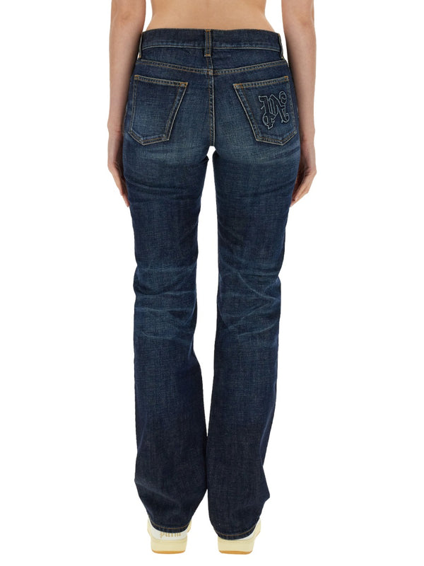 Straight Leg Jeans Blue Cotton