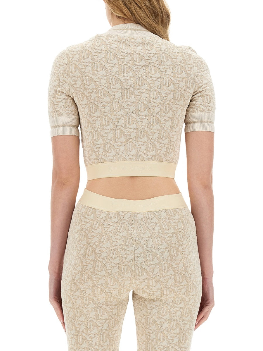 Monogram Jersey Top White Viscose Tops
