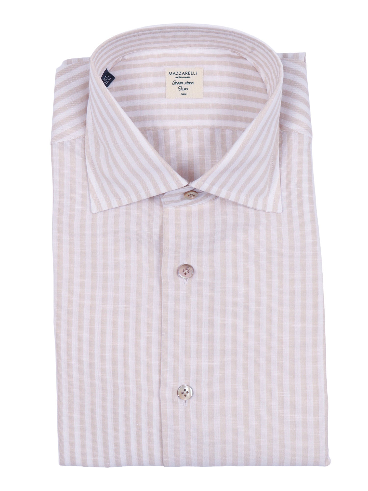 Slim Fit Linen And Cotton Striped Shirt White