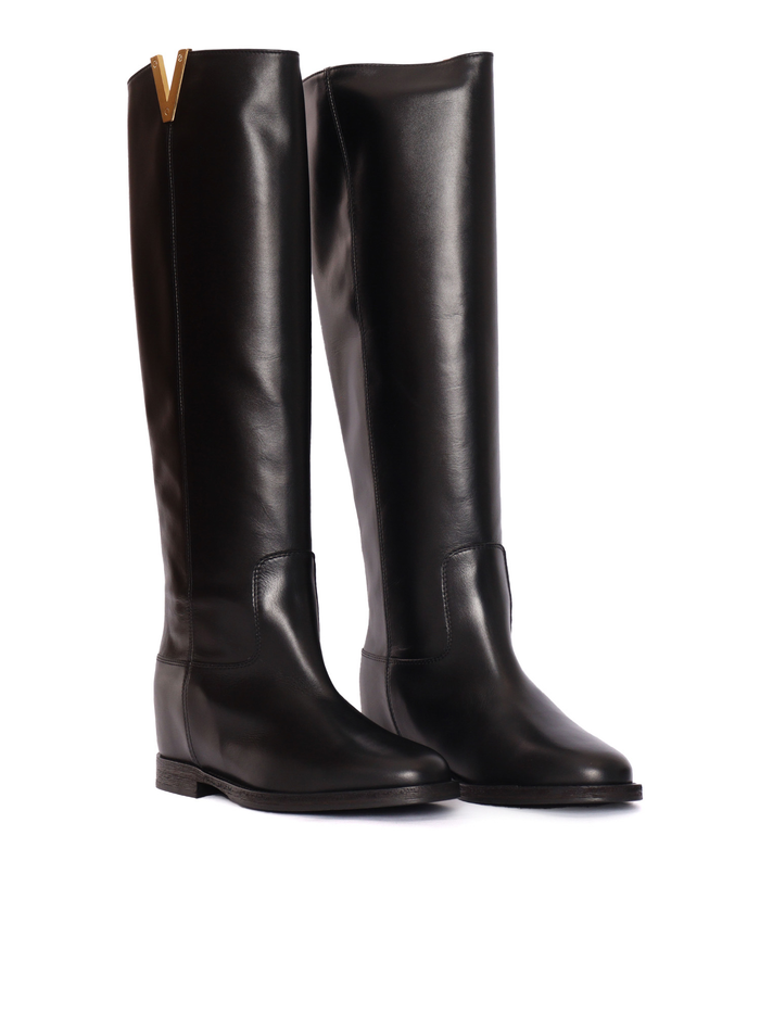 ICONIC V BOOTS Black Leather Sole Rubber