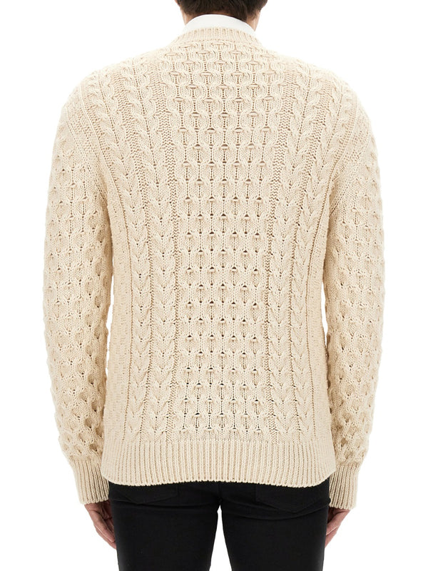 Jersey With Logo Beige Cotton Jumpers