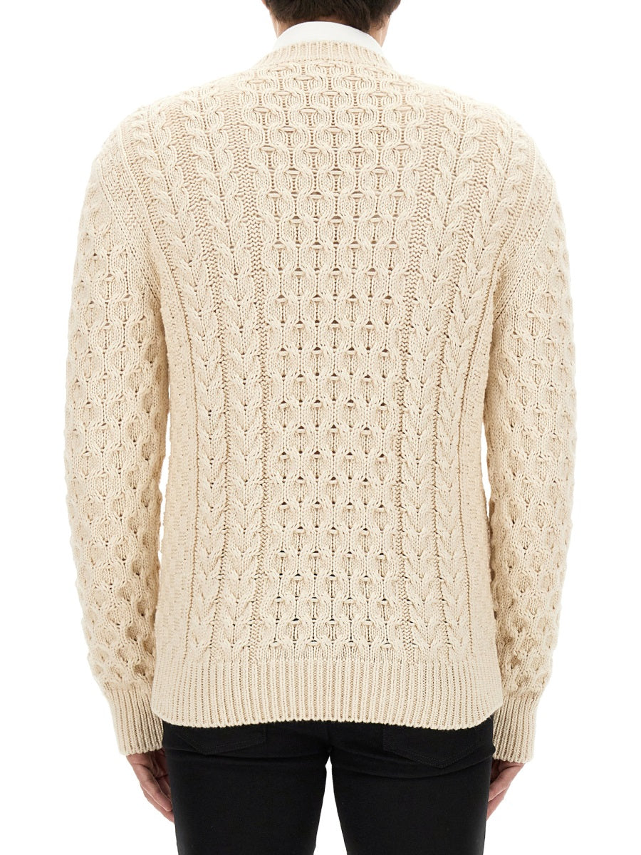 Jersey With Logo Beige Cotton Jumpers