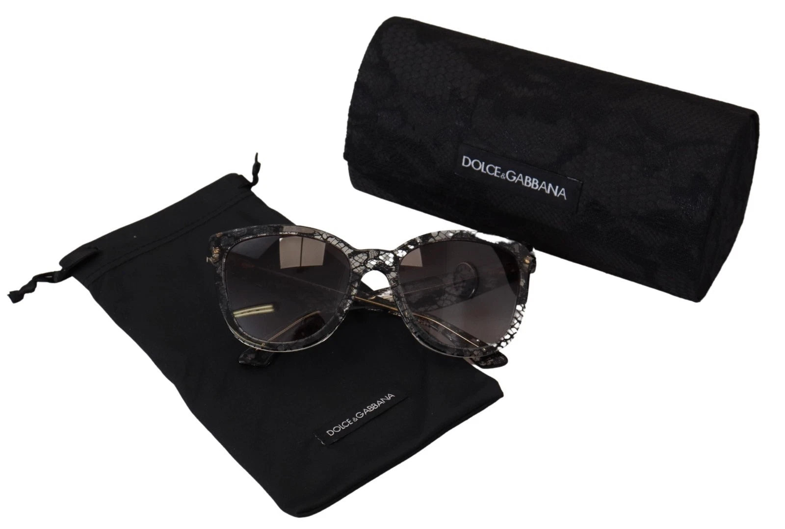 Dg4190 Black Lace Acetate Crystal Round Sunglasses