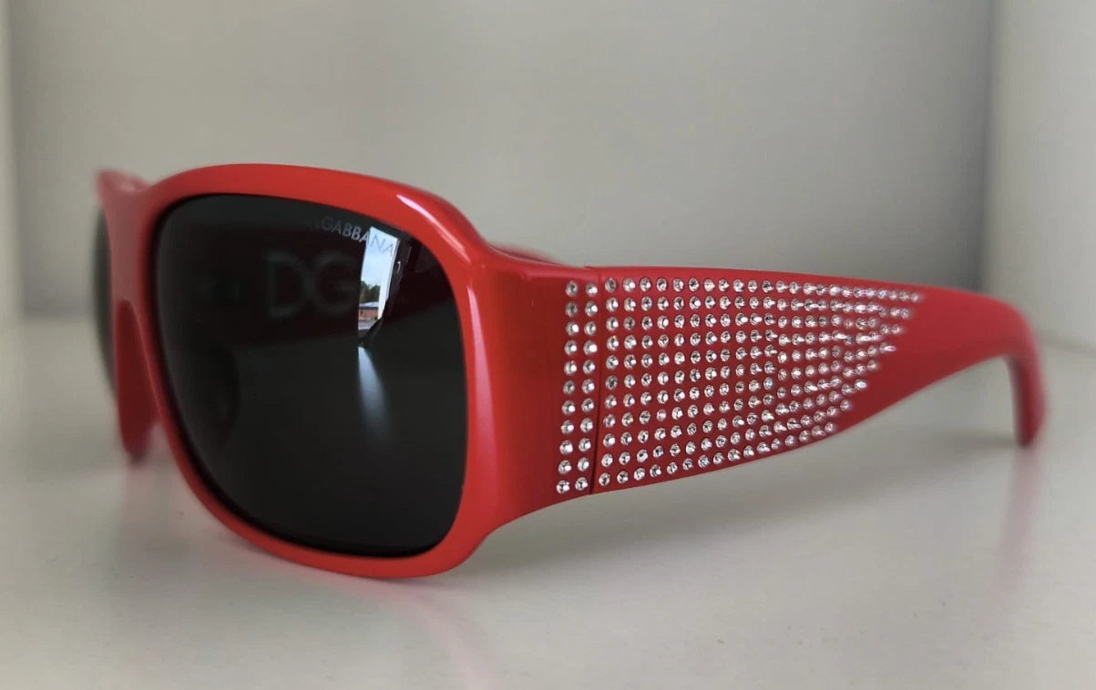 Dg4027 Red Crystal Black Lens Shades Sunglasses Polycarbonate