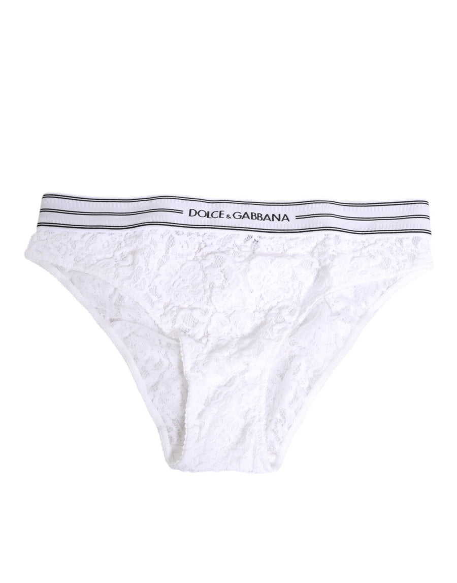 White Lace Slip Brief Logo Waistband Underwear Polyamide Clothing