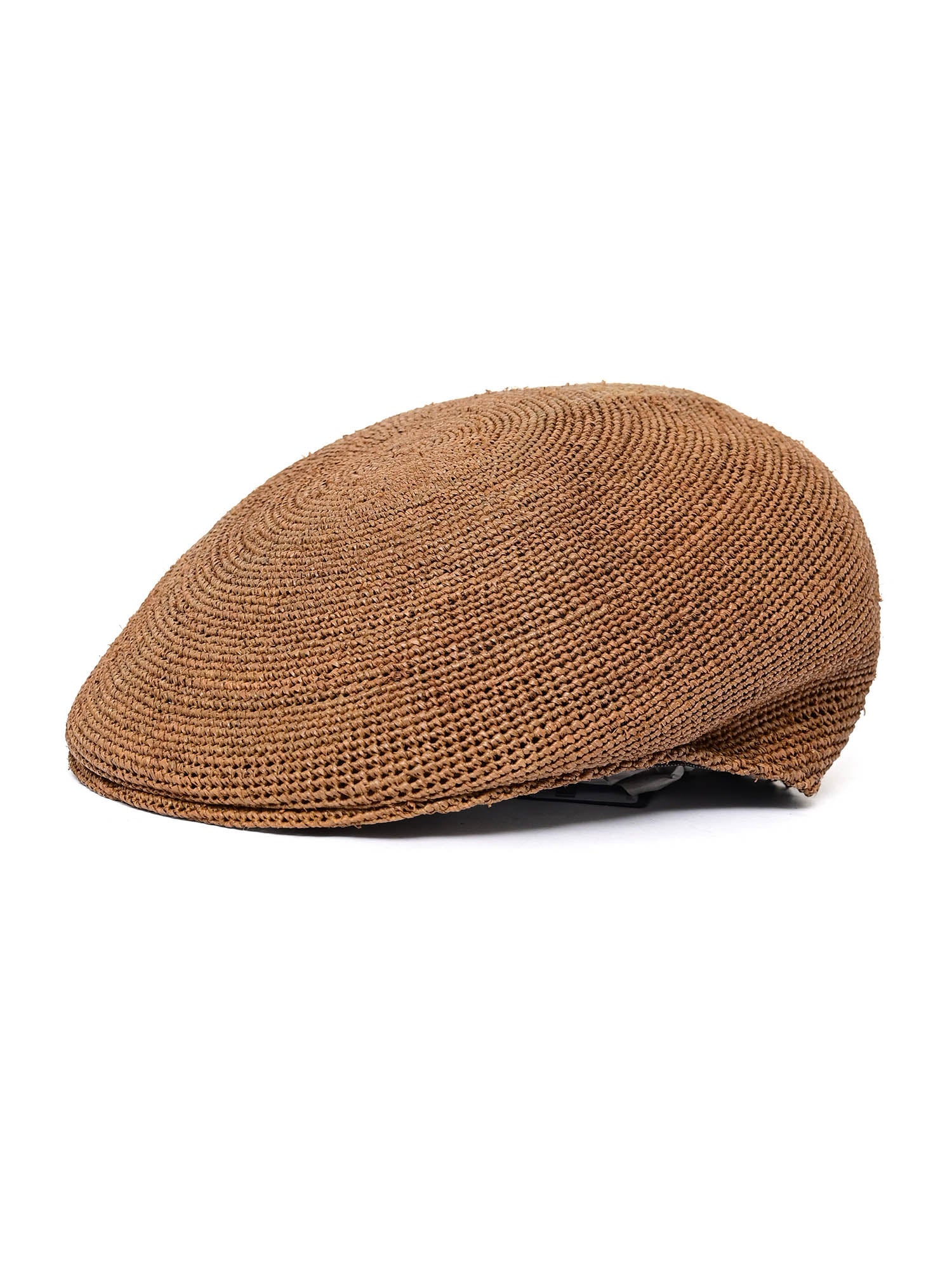 Cap Miami Berretto-Rafia Crochet-Flat Beret Brown Straw Hat