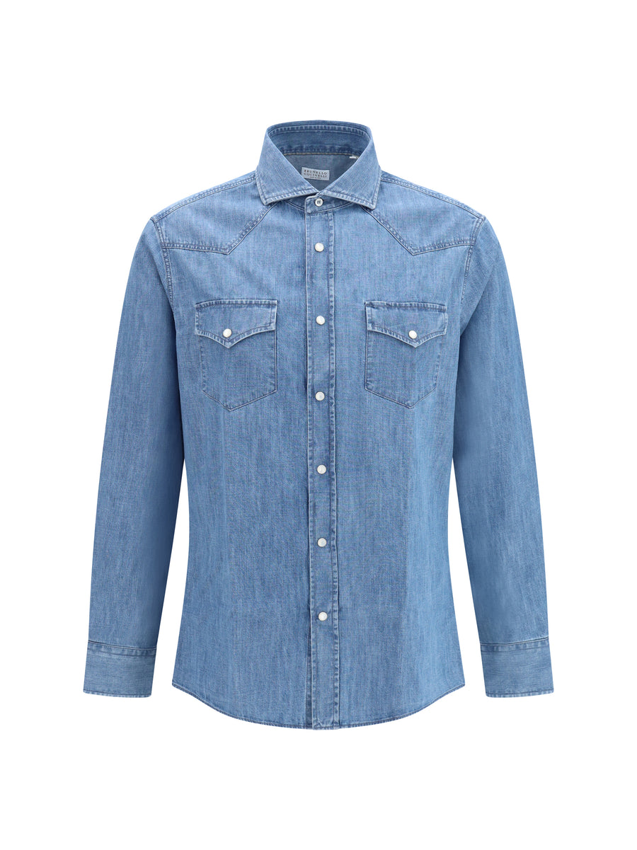Brunello Cucinelli 100% Cotton denim shirt in blue