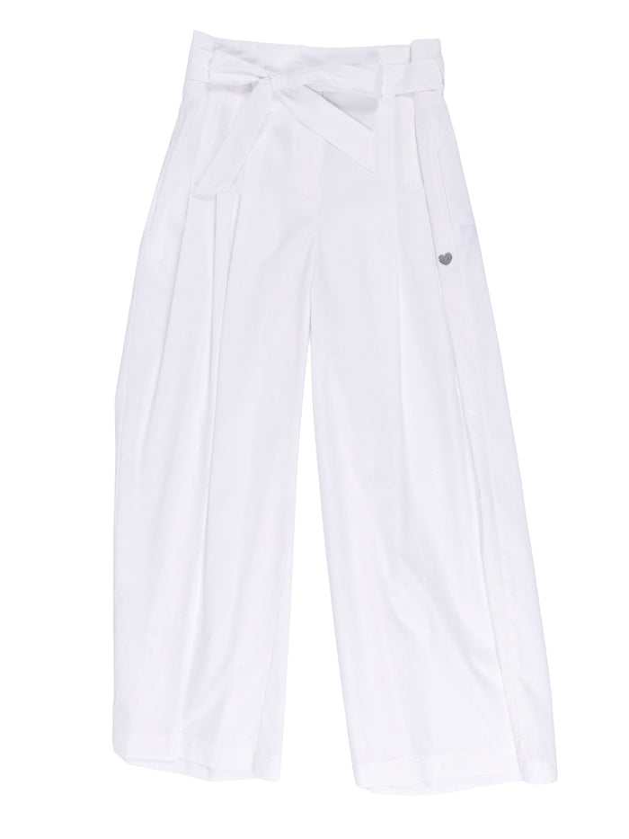 CROPPED PANTS IN POPELINE White Cotton