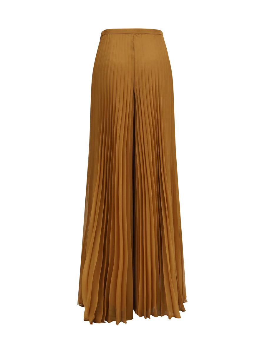 Pleated Wide-Leg Trousers Grembo Caramel Polyester
