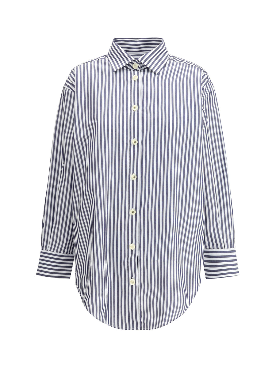 Oversized Cotton Shirt Blue Stripe