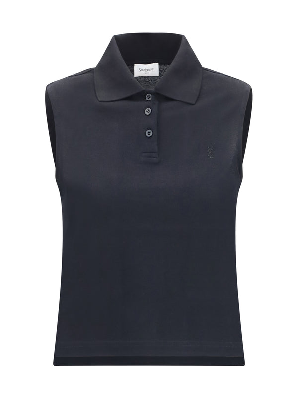 Saint Laurent 100% Recycled Cotton polo in black