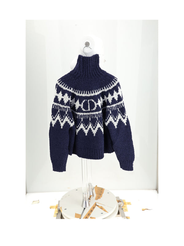 Fair Isle Knit Sweater Blue General Cotton