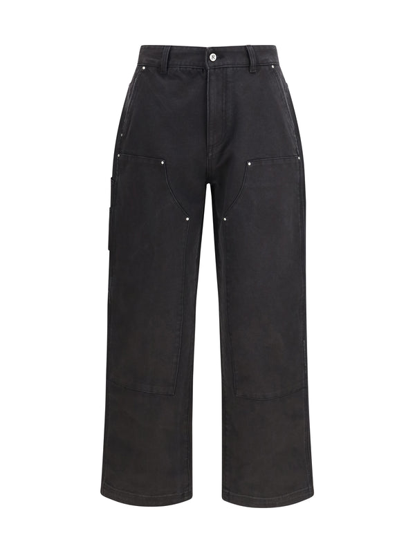Worker Pants Jet Black Cotton Trousers