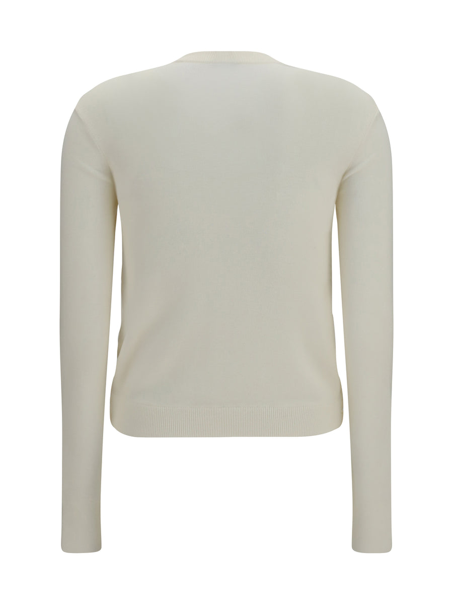 Quilted Knit Cardigan Ceramic White Polyamide Puffer Jackets