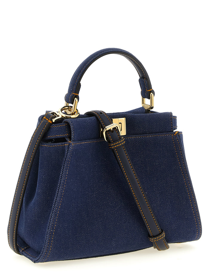 Peekaboo Mini Handbag Blue Cotton Polyamide Polyurethane Hand Bags