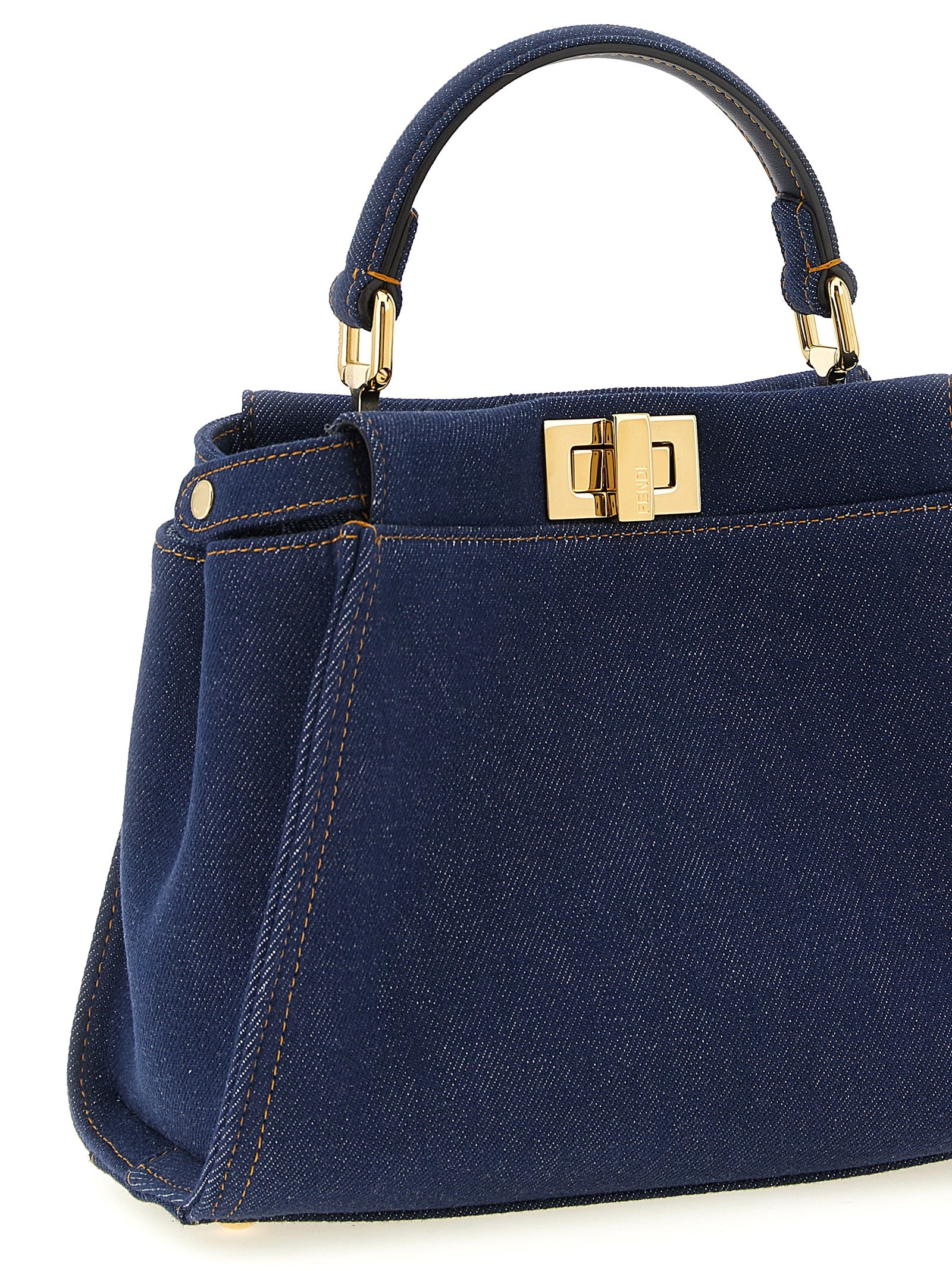 Peekaboo Mini Handbag Blue Cotton Polyamide Polyurethane Hand Bags
