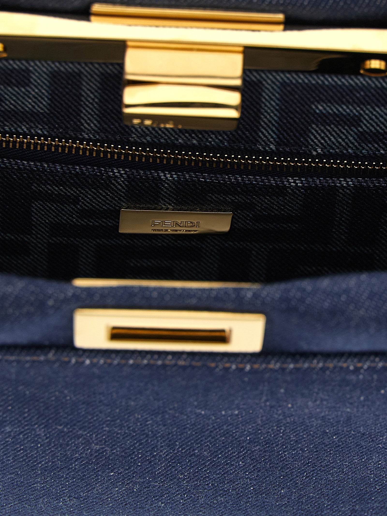 Peekaboo Mini Handbag Blue Cotton Polyamide Polyurethane Hand Bags