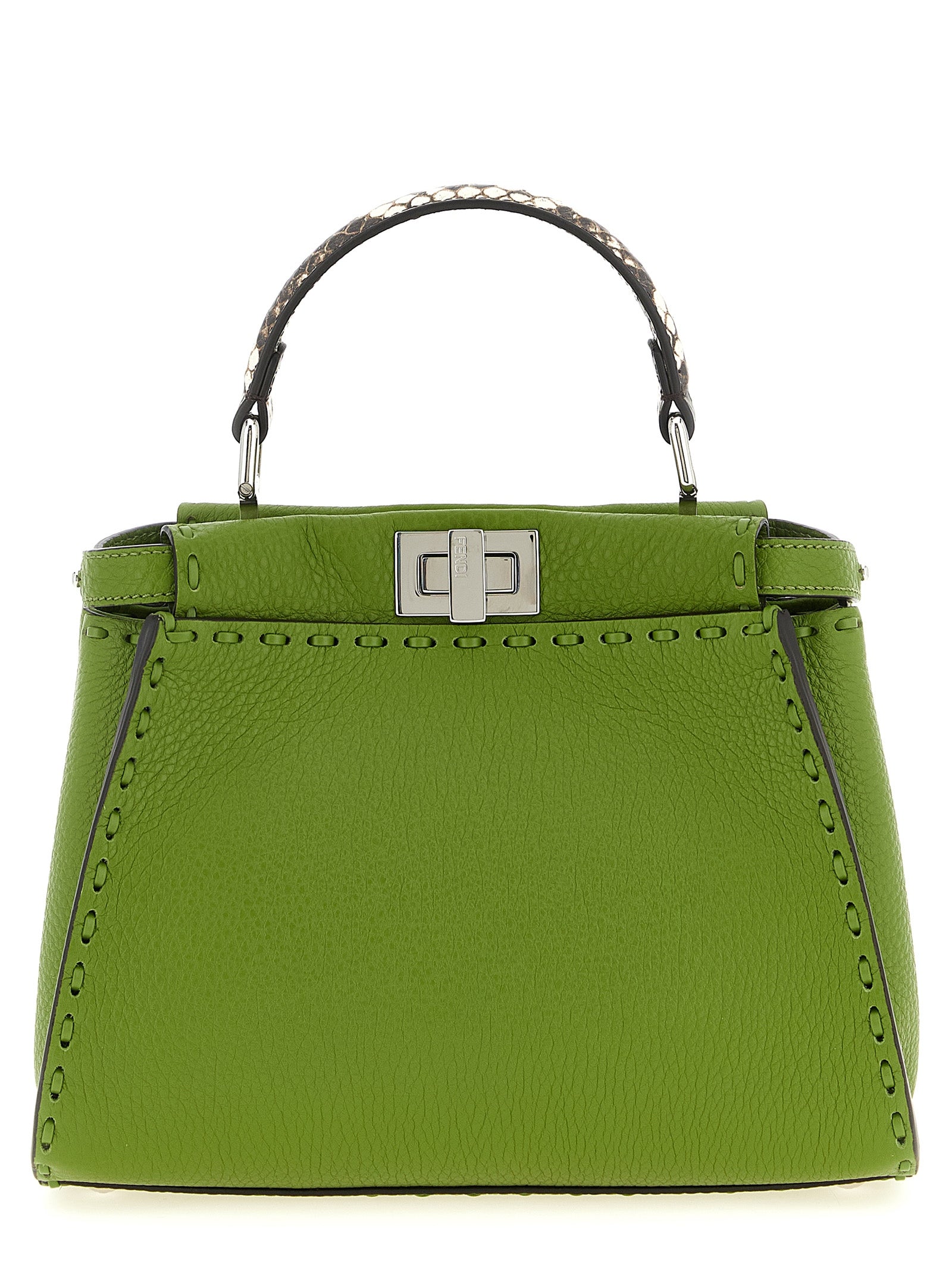 Peekaboo Mini Handbag Green Calfskin Leather (bos Taurus) Hand Bags