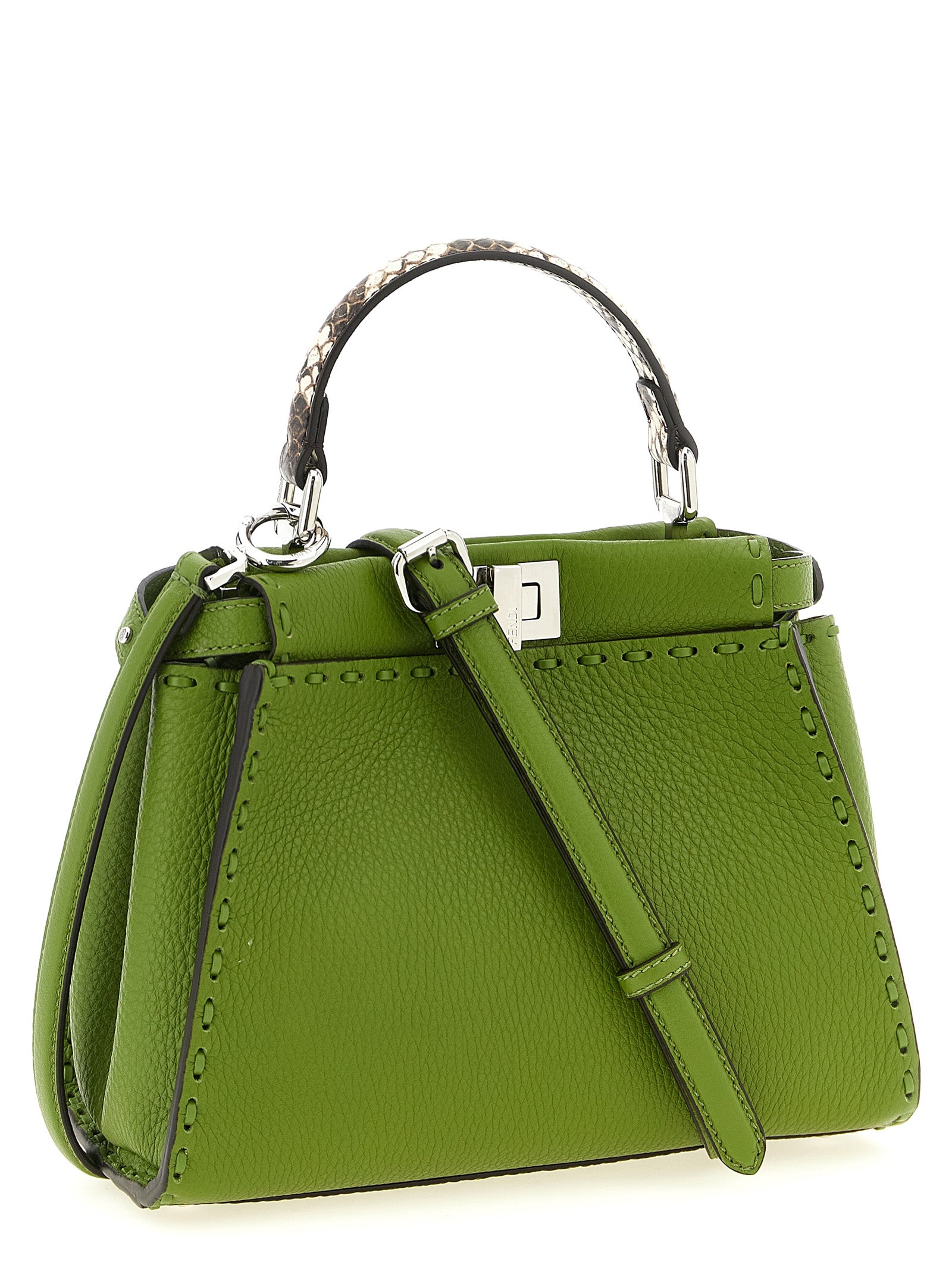 Peekaboo Mini Handbag Green Calfskin Leather (bos Taurus) Hand Bags