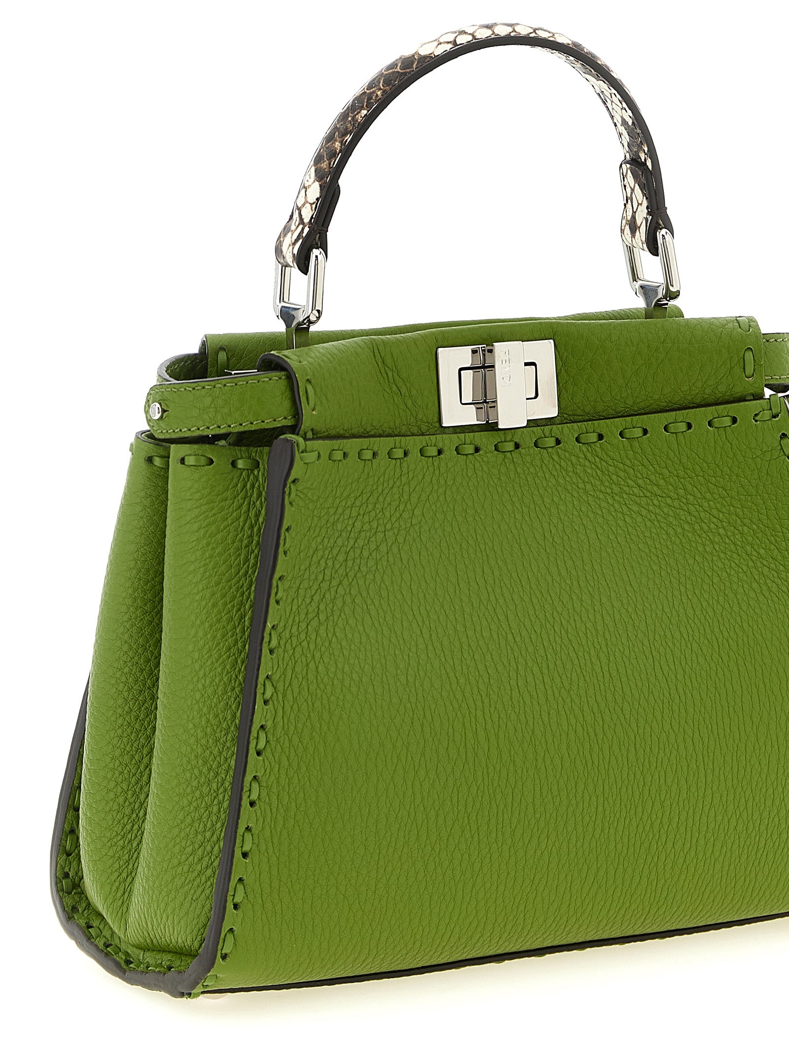Peekaboo Mini Handbag Green Calfskin Leather (bos Taurus) Hand Bags