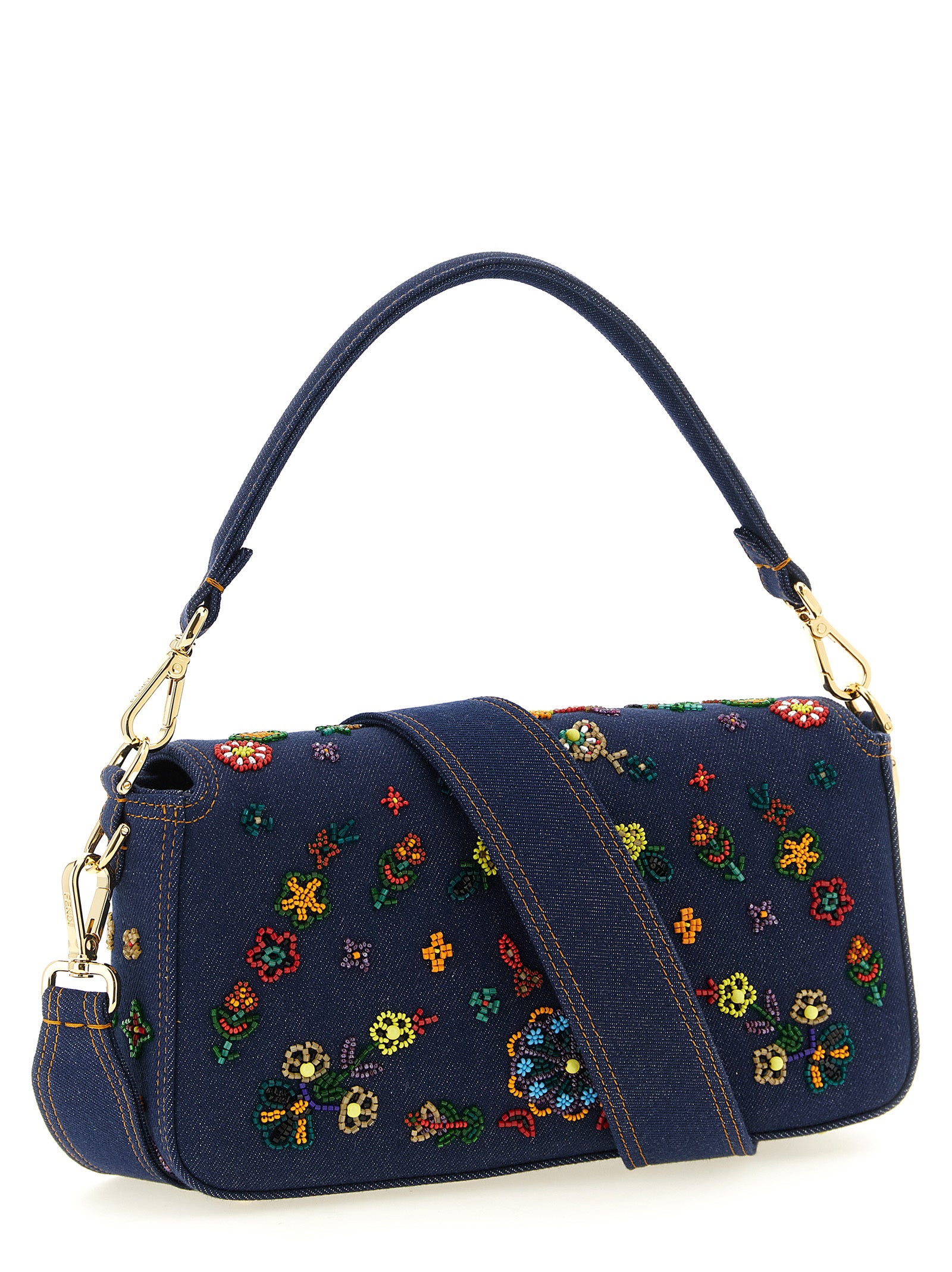 Baguette® Medium Shoulder Bag Blue Cotton Polyamide Polyurethane