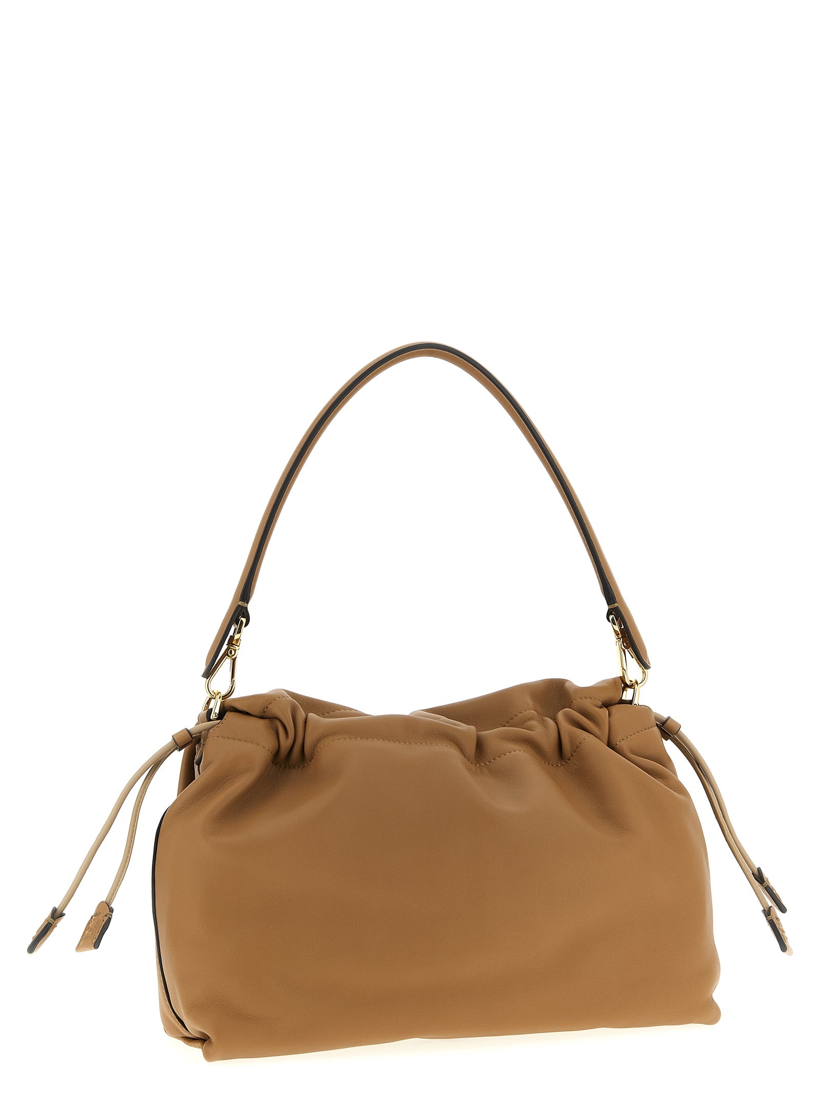 Mamma Baguette Large Shoulder Bag Beige Lamb Leather (ovis Aries)