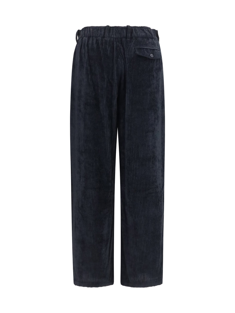 Wide-Leg Ribbed Viscose Velvet Trousers Anthracite