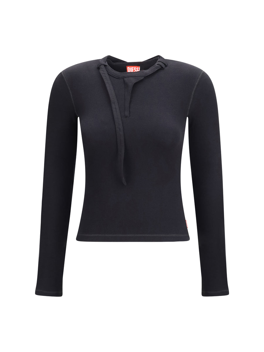 Long-Sleeved Top T Iara Ls Cotton Black Tops