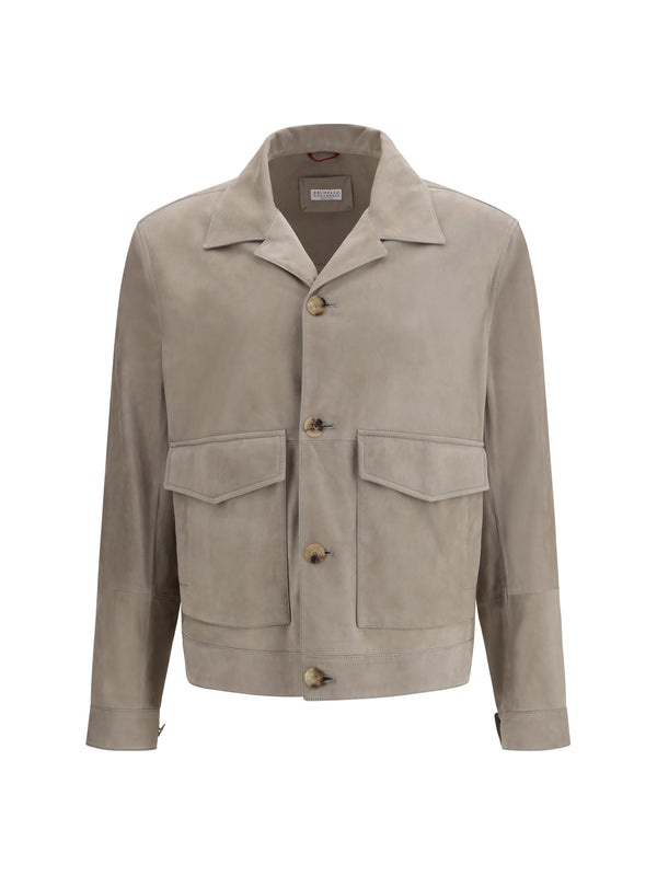 Brunello Cucinelli 100% Calf Leather Bos Taurus jacket in beige
