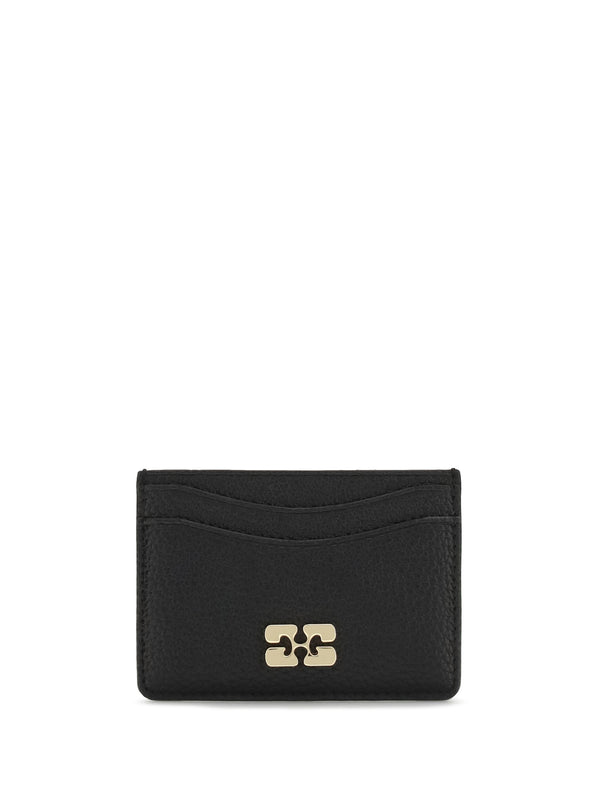 Ganni Recycled polyamide/polyurethane leather card case in black
